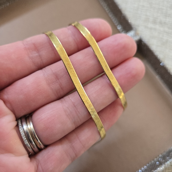 Sterling Silver Gold Vermeil Herringbone Necklace - Picture 5 of 11